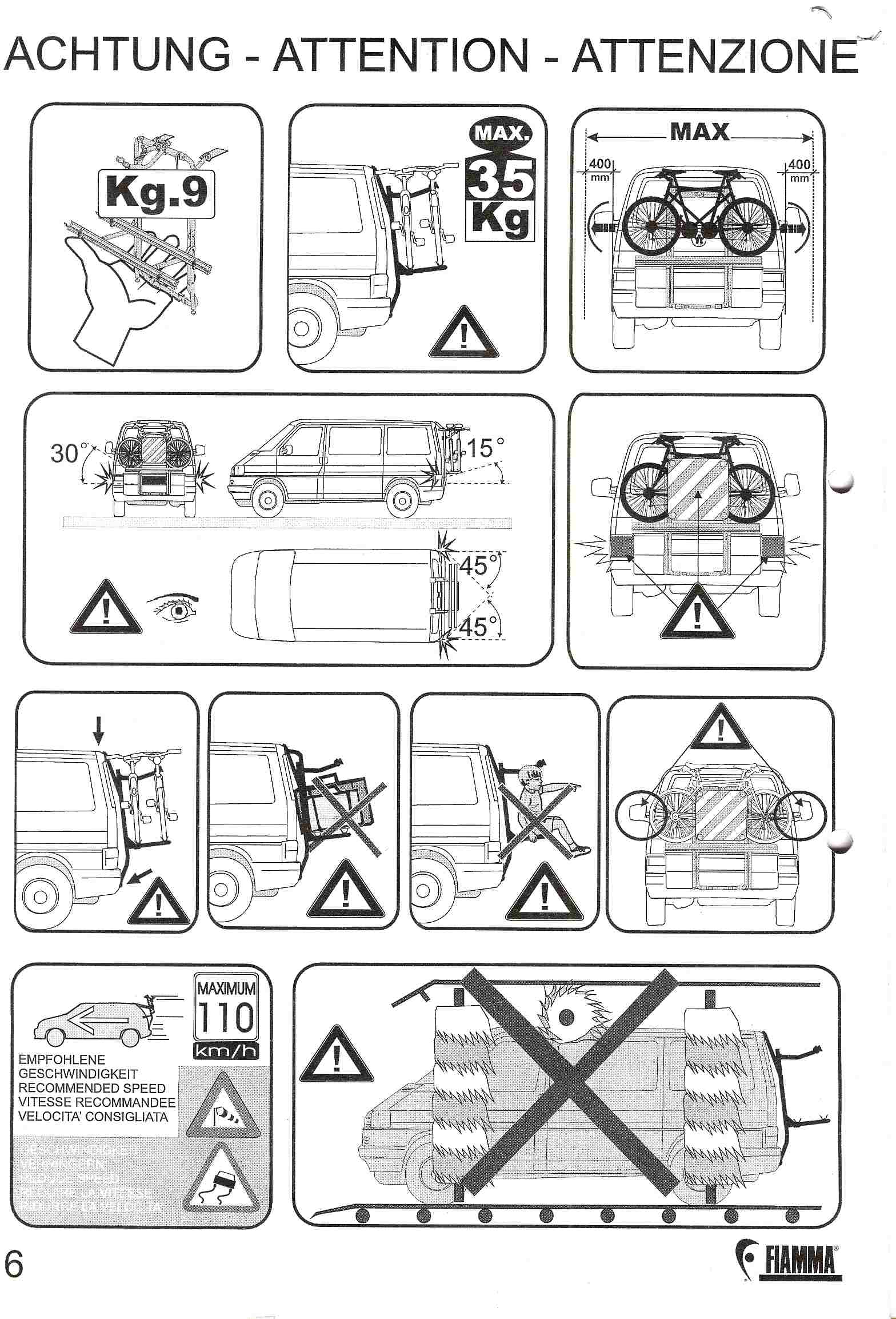 Montagerichtlinien Fahrradträger Fiamma